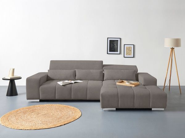 COTTA Ecksofa Orion L-Form, mit Recamiere, inkl. verstellbaren Kopfstützen und 3 Kissen