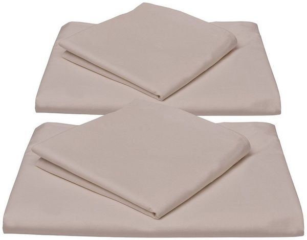 Beautissu Reforcé Bettwäsche Julie - 4teilig – Bettbezug Set – Kühlende Sommerbettwäsche aus Baumwolle Taupe, 200cm, 135cm Bild 2