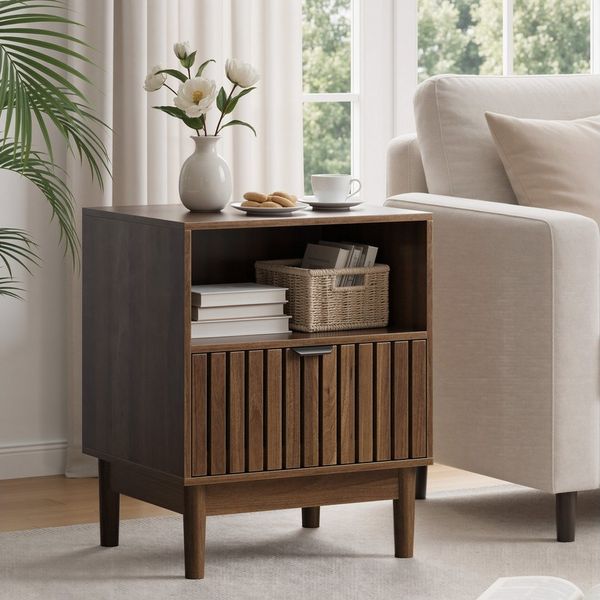OKWISH Nachttisch für Schlafzimmer, Wohnzimmer (mit einer Schublade, 1-St, 45 x 39 x 56,5 cm)
