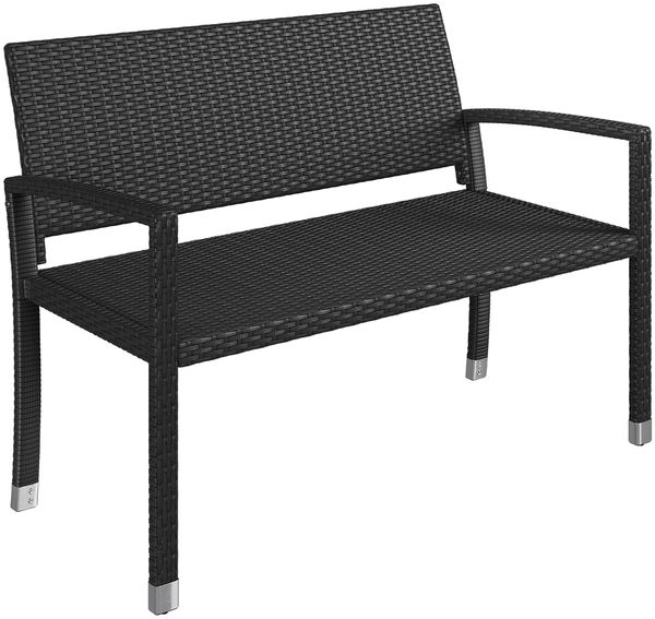 STEELSØN 'Mirador' Polyrattan Bank 2 Sitzer, schwarz, 120 cm, wetterfest & UV-beständig, Outdoor Sitzbank, Gartenbank bis 320 kg belastbar