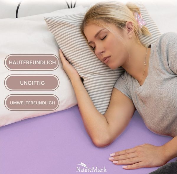 NatureMark Spannbettlaken Jersey Basic Spannbetttuch, 100% Baumwolle, Gummizug: rundum, (1 Stück), in vielen Größen und Farben, bis 25cm Steghöhe, 90x200cm, Flieder