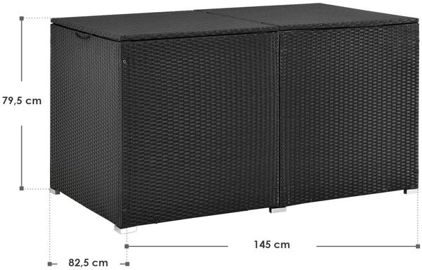 Juskys Polyrattan Auflagenbox Ikaria 950 L Schwarz