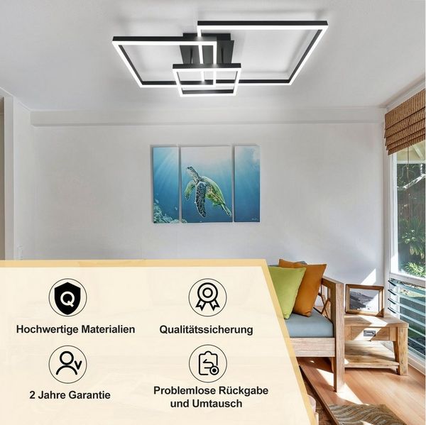 Nettlife LED Deckenleuchte LED Deckenleuchte quadratische Rahmen, Dimmbar mit Fernbedienung, LED fest integriert, Warmweiß, Neutralweiß, Kaltweiß, für Wohnzimmer Schlafzimmer Küche Flur Büro Esszimmer