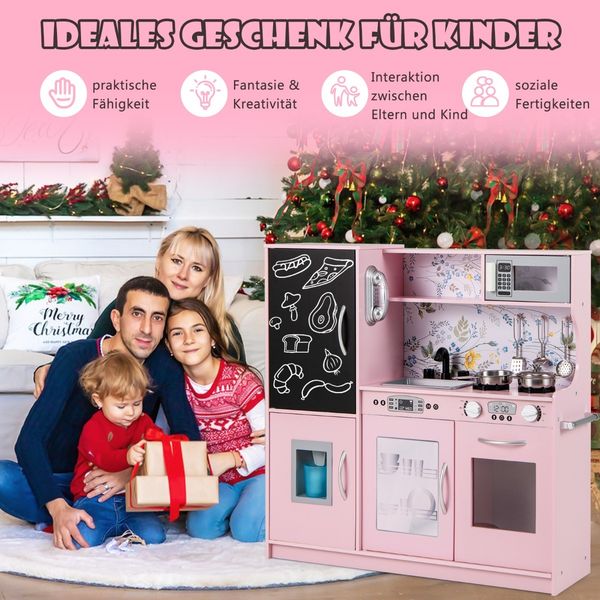 Spielküche zum Spielen Küchenspielset für Kleinkinder mit Tafel 82 x 24 x 80 cm Hellrosa