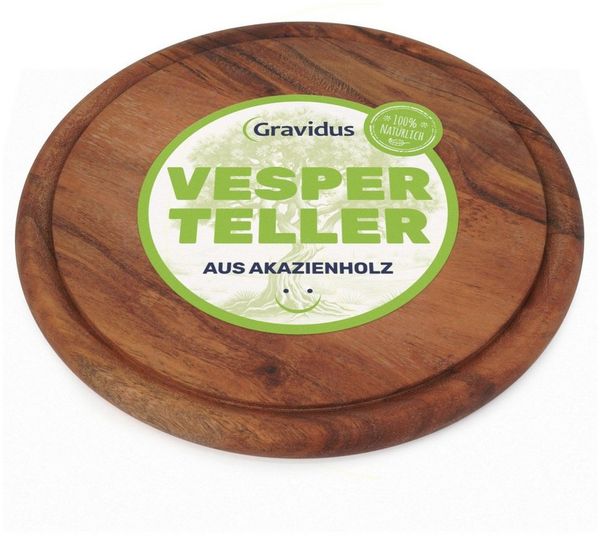 Gravidus Schneidebrett Vesperteller aus Akazienholz – stilvoll & funktional, Akazie, (1-St)