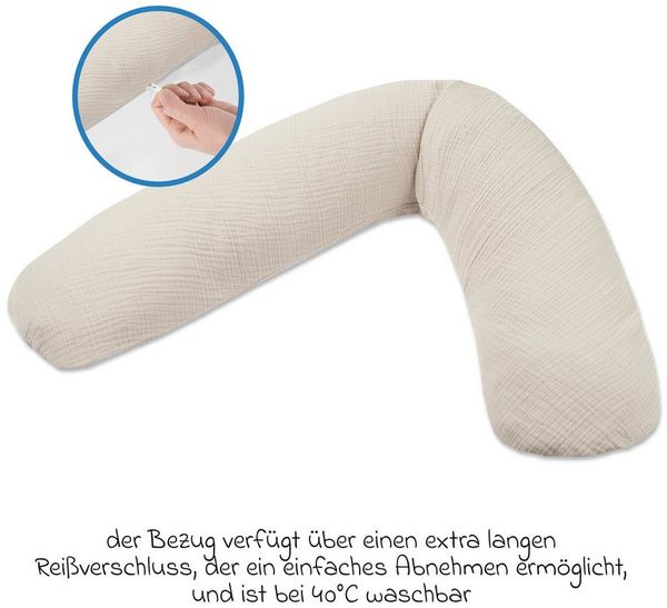 Theraline Stillkissen Dodo Premium, Lagerungskissen, Seitenschläferkissen 180 cm inkl. Bezug aus Musselin