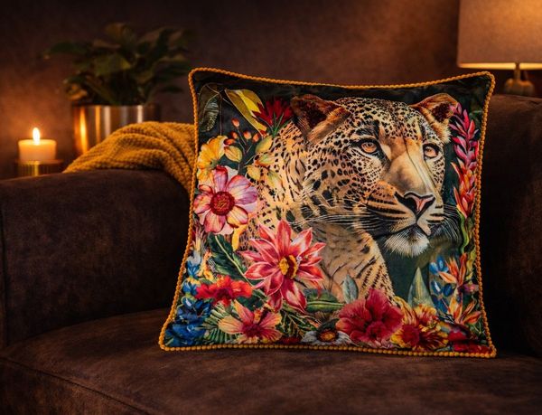 formano Dekokissen Samt Kissen Leopard 45cm Dekokissen gefüllt mit edlem Großkatzen-Motiv