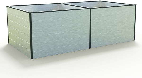 GFP Aluminium Hochbeet KINGSIZE DANIELA - 235 x 119 x 77 cm - Alu natur, Stecksystem, langlebig