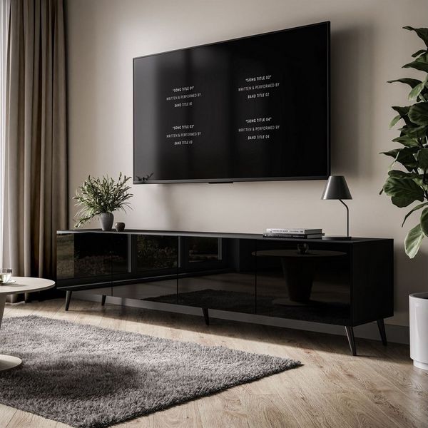 ALLHOUSE24 TV-Schrank LOGANTE 200 cm Breite Unterschrank TV Lowboard Metall Füße 200 cm Breite