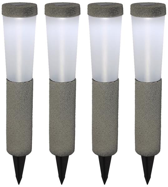 4er Set LED Solarleuchten, Steinoptik, Erdspieß, H 45,6 cm