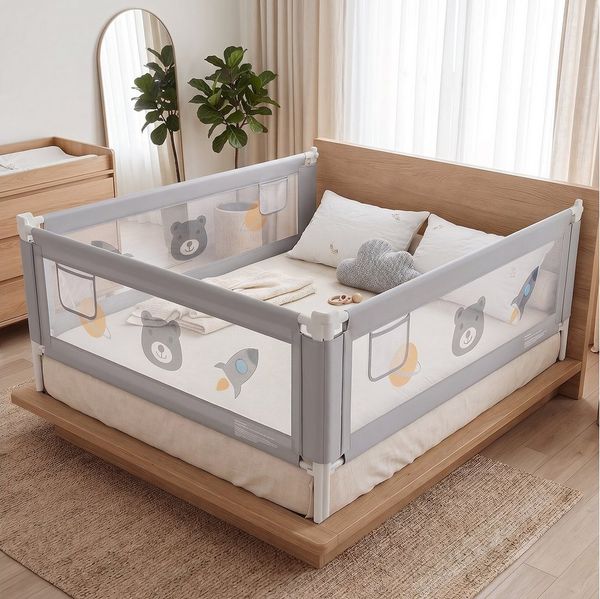 oyajia Bettschutzgitter Kinderbettgitter Babybettgitter höhenverstellbar 71–99 cm (Rausfallschutz für Baby,höhenverstellbar & kombinierbar), 150/180/200 cm