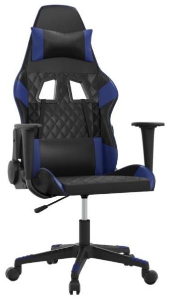 Gaming-Stuhl mit Massagefunktion Schwarz und Blau Kunstleder
