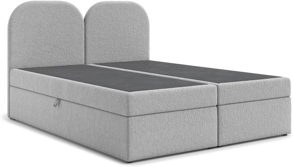 AX LIVING Migwell Boxspringbett 140x200 Hellgrau Bettkasten Kopfteil Bild 2