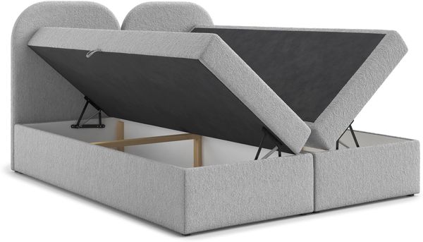 AX LIVING Migwell Boxspringbett 140x200 Hellgrau Bettkasten Kopfteil Bild 3