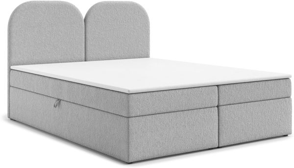 AX LIVING Migwell Boxspringbett 140x200 Hellgrau Bettkasten Kopfteil