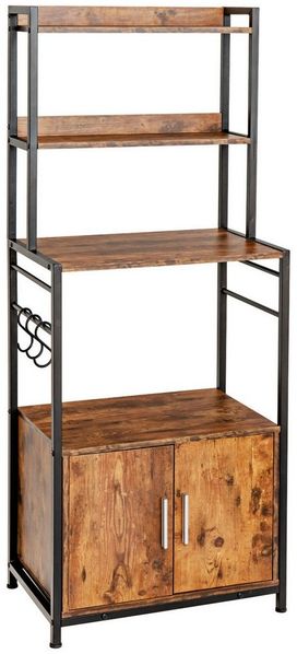 COSTWAY Küchenregal Aufbewahrungsregal, mit Lagerschrank & Haken