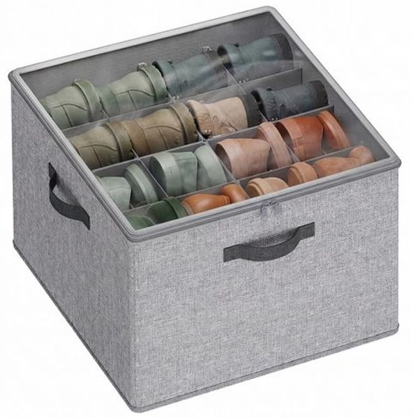 SONGMICS Schuh-Organizer, für bis zu 16 Paar Schuhe, platzsparend, stapelbar, Kleiderschrank, grau