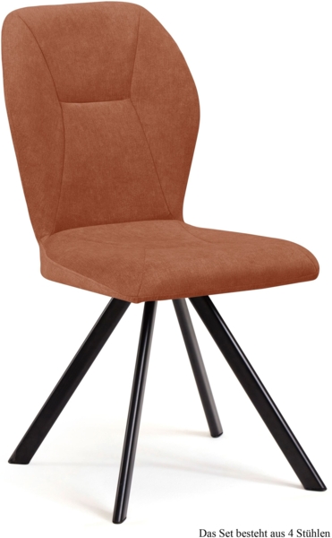 Esszimmerstuhl drehbar (4er-Set) Diana 51x92x60 Schwarz/Cognac