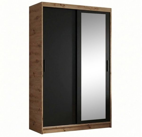 Beautysofa Kleiderschrank HELA moderner Kleiderschrank mit Spiegel (Schiebetürenschrank mit Kleiderstange und Regalböden, Schrank für Schlafzimmer, Flur & Ankleidezimmer) wahlweise ohne oder mit Schubkasteneinsätzen