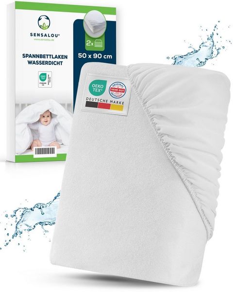 Sensalou Spannbettlaken Inkontinenz Spannbetttuch Matratzenschutzbezug, Frottee, Polyurethan, Gummizug: elastisch, (2 Stück), wasserdicht atmungsaktiv wasserfest