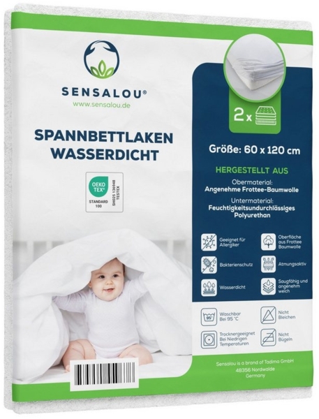 Sensalou Spannbettlaken Inkontinenz Spannbetttuch Matratzenschutzbezug, Frottee, Polyurethan, Gummizug: elastisch, (2 Stück), Atmungsaktiv, waschbar, wasserdicht