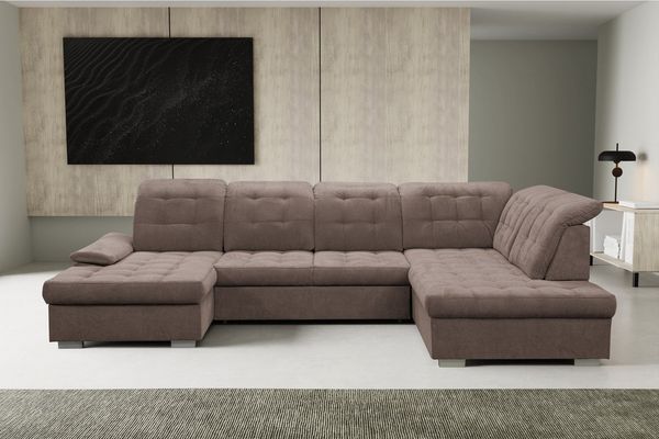 WERK2 Wohnlandschaft Kordula-New Multifunktion Couch, Breite 332cm, bequem, U-Form, Sofa in U-Form mit Schlaffunktion & Bettkasten, Schlafcouch