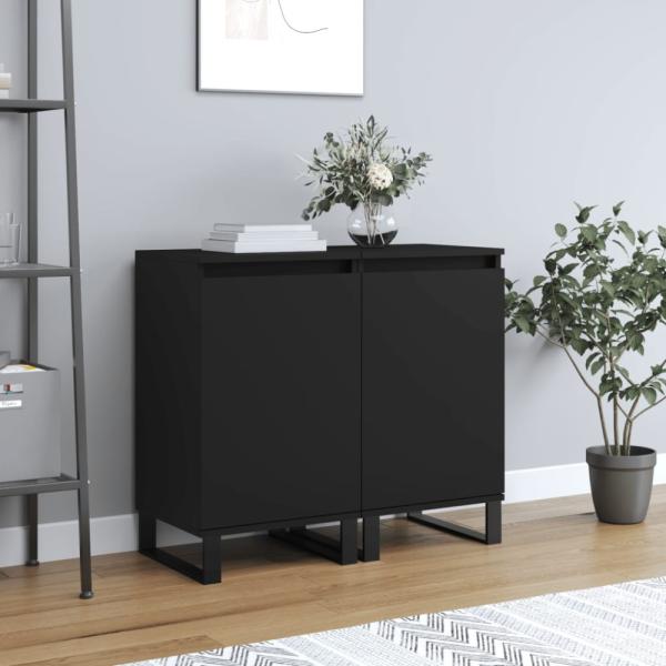 vidaXL Sideboards 2 Stk. Schwarz 40x35x70 cm Holzwerkstoff 831071