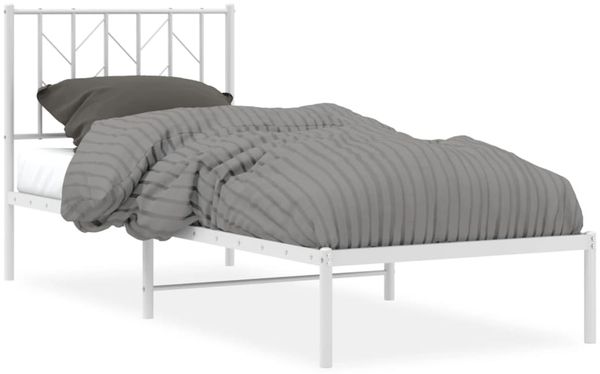 Einzelbettgestell Design für Erwachsene mit Kopfteil Metall Weiß 80x200 cm d2968e