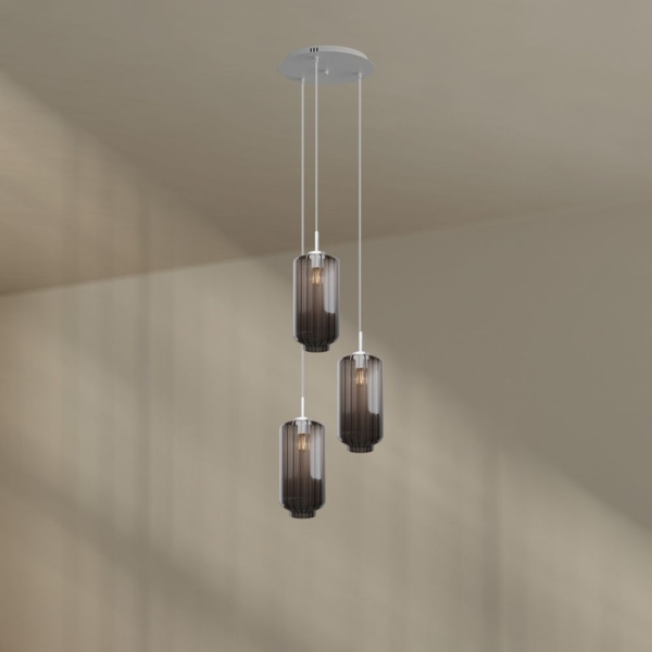 s.luce Velo Galerielampe 3-flammig Ø 40cm Baldachin Ø 18cm Rauch, Weiß