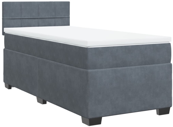 vidaXL Boxspringbett mit Matratze Dunkelgrau 100x200 cm Samt 3288535 Bild 2