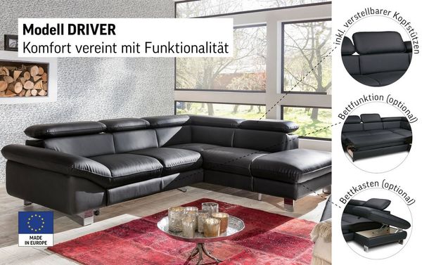 COTTA Ecksofa, Kopfteilverstellung, optional Bettfunktion & Bettkasten