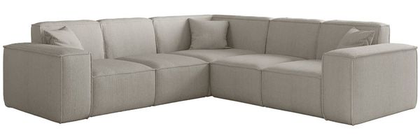 Ecksofa Designersofa CELES PREMIUM in Stoff Scala Sandgrau Seite Universal Bild 2
