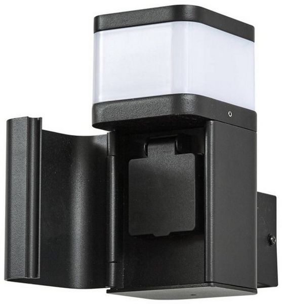 Lindby Außen-Wandleuchte Teyon, Metall, Schwarz IP44, 1 x 8 W LED