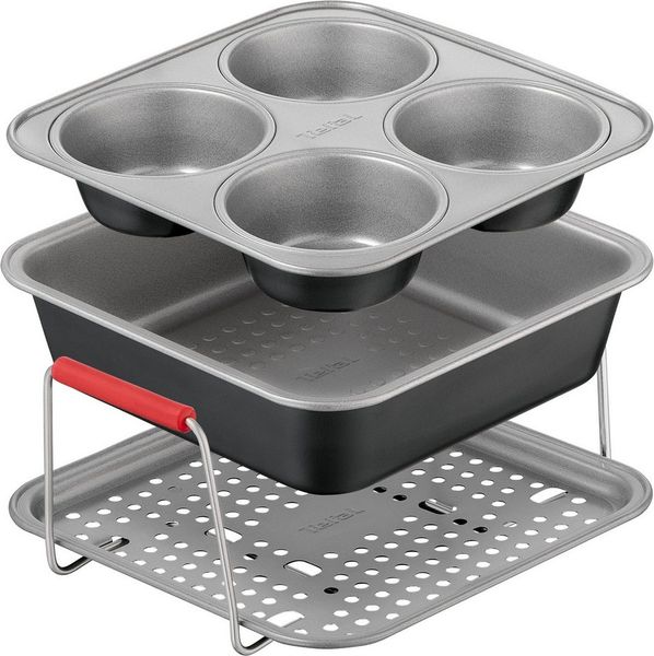 Tefal Backform Dail'Easy, Backeinsatz für die Heißluftfritteuse, (Set 3-tlg), stapelbar, antihaftbeschichtet