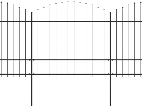 vidaXL Gartenzaun mit Speerspitze Stahl 1070 x 175 cm Schwarz 277744
