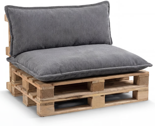 Gutekissen® Palettenkissen Glatte Kissen mit Paspel, Palettenauflagen Sitzkissen Rückenlehne Glatt PLL (Dunkelgrau, Sitzkissen 120x60)