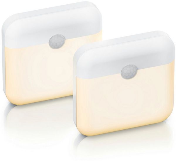 Brandson LED Nachtlicht 2x Schranklicht mit Bewegungsmelder, 2 Lichtfarben, Akku, Sensor, Bewegungsmelder (PIR), Lichtsensor, Dimmfunktion, Dauerlicht (30 Min), Auto-Modus, Auto-Off (15 s), LED fest integriert, Warmweiß, Kaltweiß, 500 mAh, 60 lm, 7,8x7...