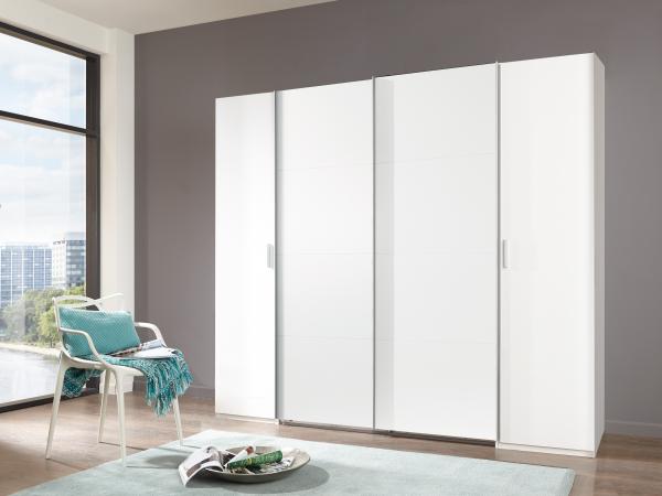 Dreh-/Schwebetürenschrank >LOTTO< (BxH: 227x210 cm) in WEISS - 227x210cm (BxH)