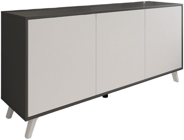 Dmora Kommode Annina, Wohnzimmerbuffet, Wohnzimmer-Sideboard, Moderne Küchen-Speisekammer, 154x40h72 cm, Anthrazit und Weiß