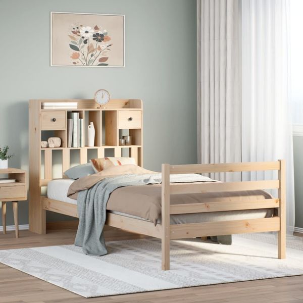 vidaXL Massivholzbett mit Regal ohne Matratze 100x200 cm Kiefer 3321934