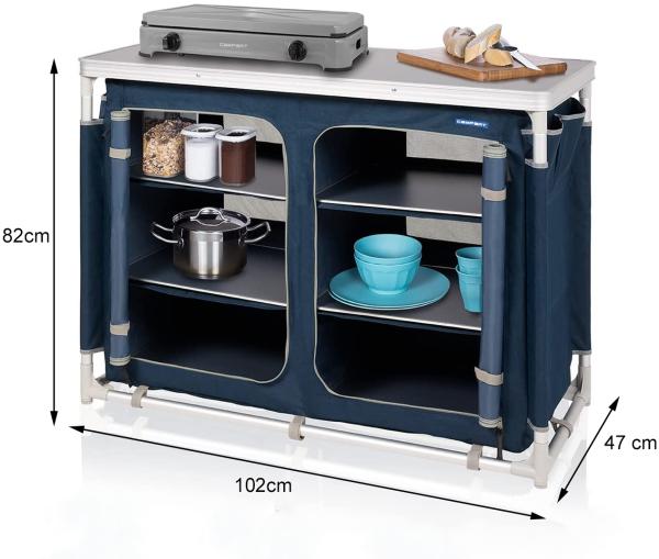 Campingschrank BILBAO Blau, faltbar 6 Fächer, 102x47x82cm