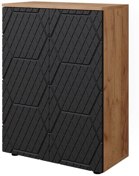 Vicco 'Irma' Midischrank, Holz, 81 x 30 x 60 cm, Anthrazit Gestreift