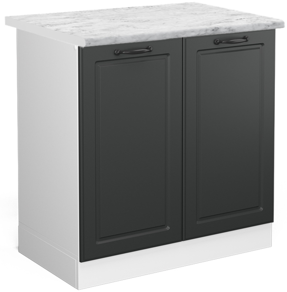 Spülenunterschrank R-Line Anthrazit Landhaus 80 cm , AP Marmor Vicco