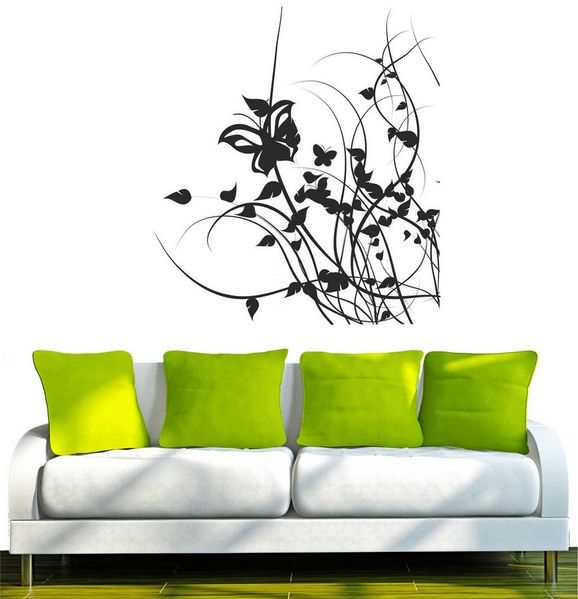 INDIGOS UG Wandtattoo Wandtattoo - Wandaufkleber - w207 Baum Blume Ranke Wandaufkleber