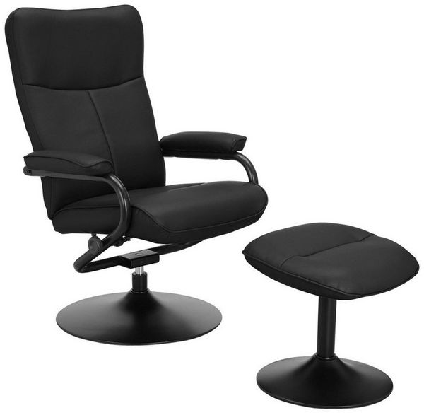 andas Relaxsessel Istad, TV-Sessel, Sessel mit Hocker und Schlaffunktion, mit Drehfuß, nordisches Design und Hocker