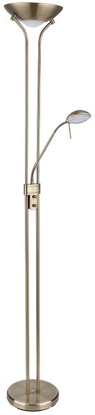 LED Stehleuchte, Glas, messingfarben, dimmbar, H 180 cm