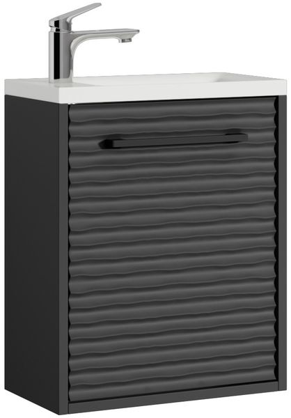Badplaats Gäste-WC Waschtisch Set Etna 40 x 22 cm Schwarz Matt - Platzsparend Badmöbel Set mit Waschbecken und Unterschrank