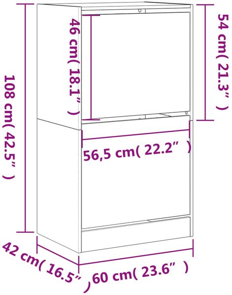 vidaXL Schuhschrank mit 2 Klappen Räuchereiche 60x42x108 cm 3214389 Bild 10