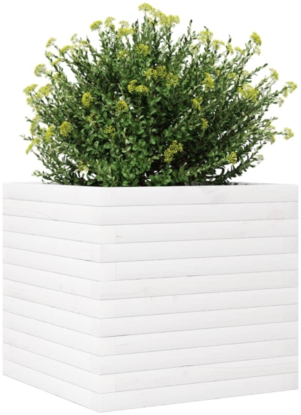 vidaXL Pflanzkübel Weiß 50x50x46 cm Massivholz Kiefer 3282405 Bild 3