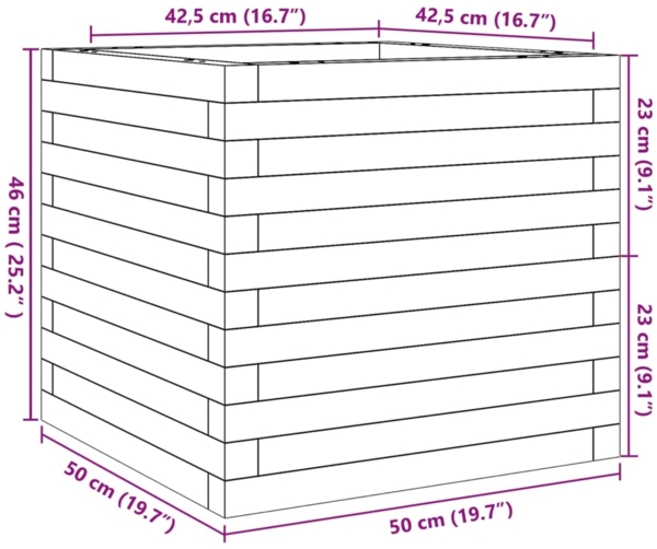 vidaXL Pflanzkübel Weiß 50x50x46 cm Massivholz Kiefer 3282405 Bild 9